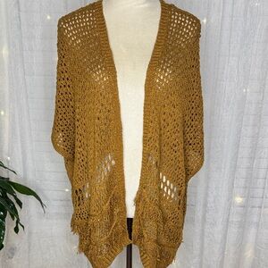 Knox Rose Honey Open-Knit Poncho
